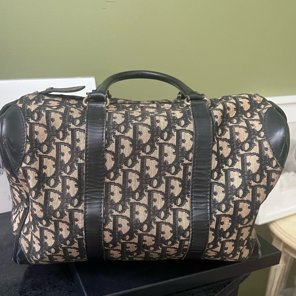 Sold sold sold Small Boston Dior Bag circa 70s Jacquard Black/gold, vintage